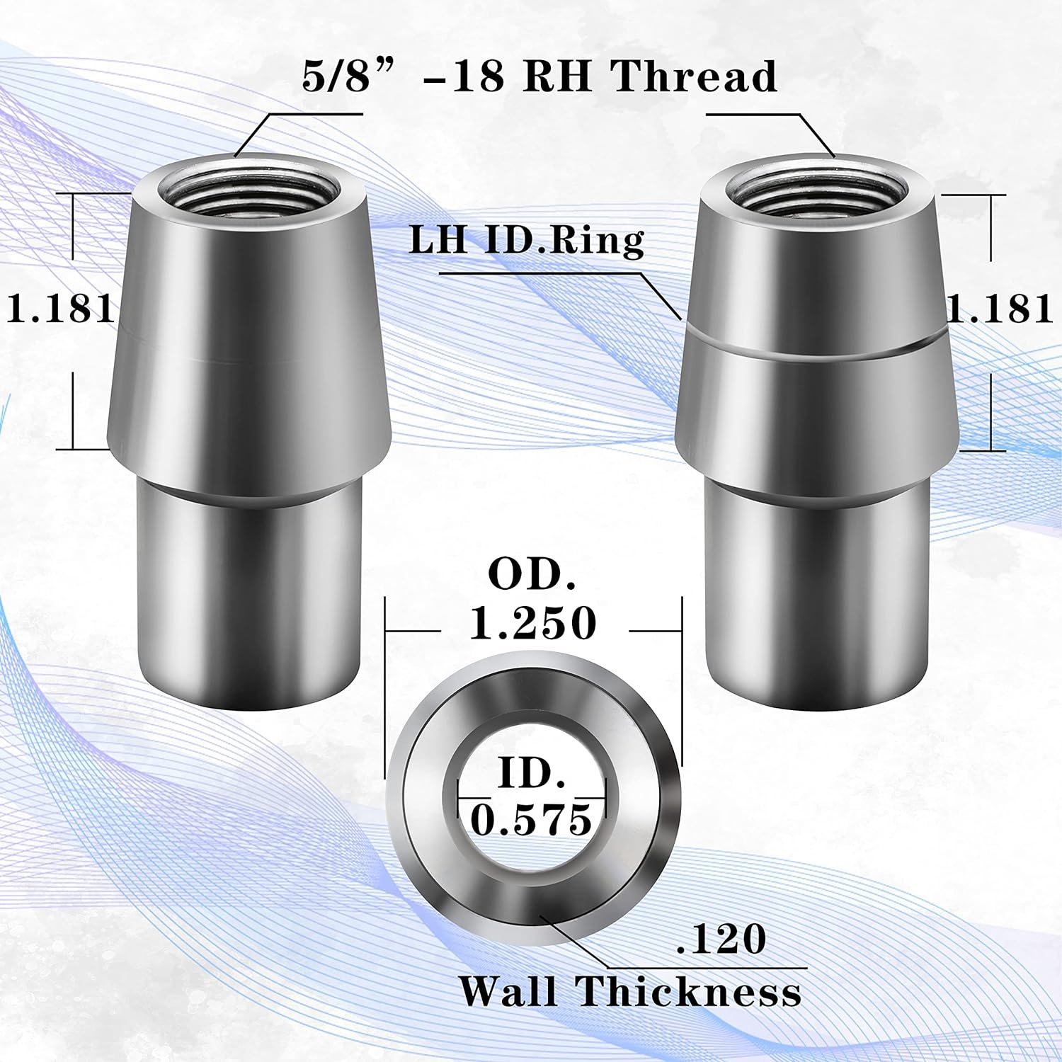 5/8-18 RH Weld In Threaded Heim Joint Tube Adapter Bung for 1" Dia by .083 Wall Tube