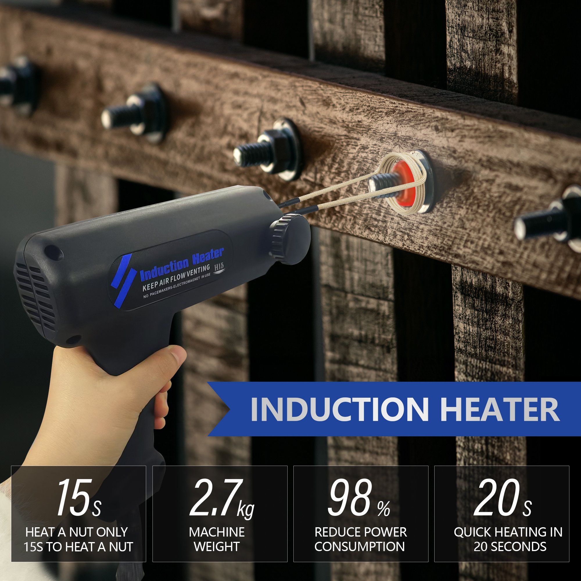 Factory NH7 New Model 1.1Kw Bolt Heater Remover Handheld Magnetic Induction Heater Full Coils for Rusty Body Repair Equipment