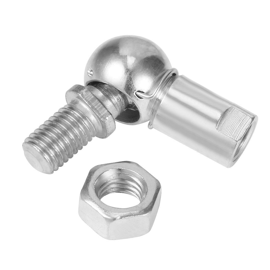 DIN71802-CS-16-M10, Angle Ball Joints, Right Hand, With Threaded Stud and Safety Clips, Carbon Steel, Zinc Plated