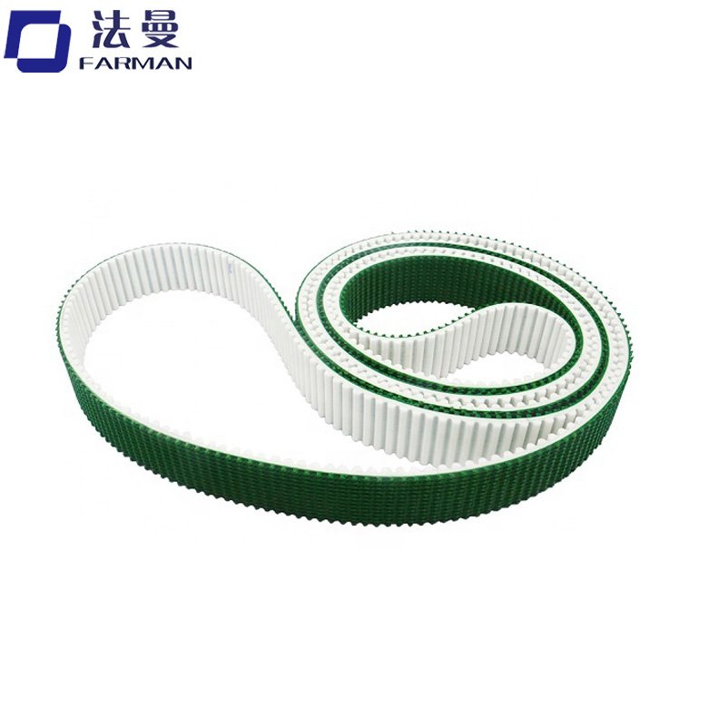 Green Color industrial Seamless Pu timing belt,HTD8M tooth type green rough top pu transmission belt