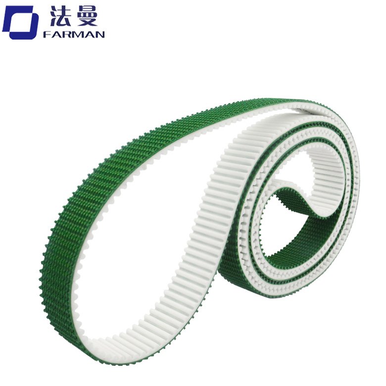Green Color industrial Seamless Pu timing belt,HTD8M tooth type green rough top pu transmission belt