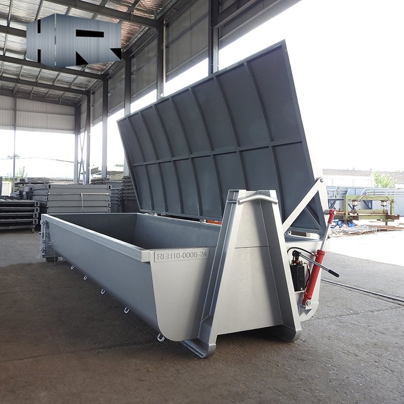 12 Yard Heavy duty hook bins waste recycling roll off dumpster container hook truck bodies hook lift container with steel lids