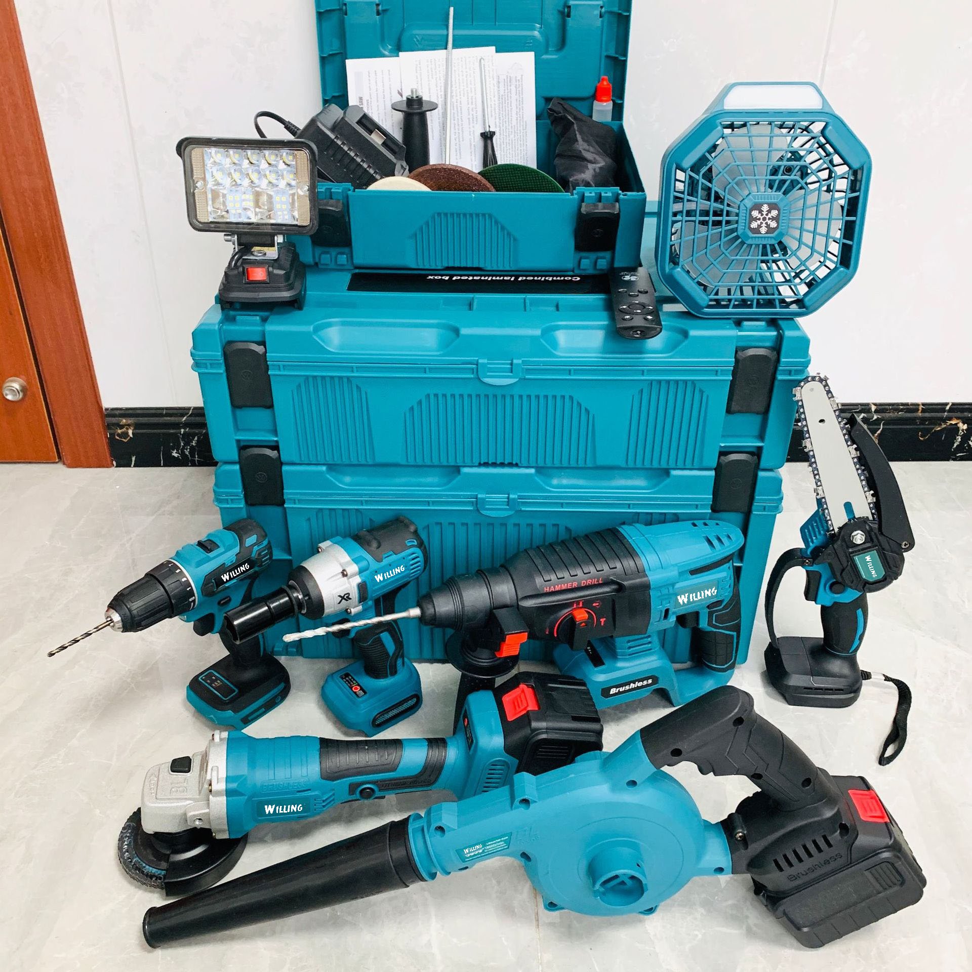 Factory Power Drills kit 21v portable electric cordless brushless 18V cordless drill Lithium Battery power tools kit