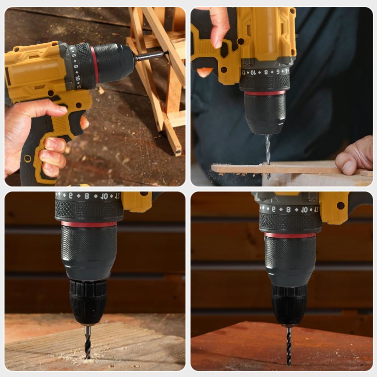4.0Ah Battery Powered Drilling Tools 21V Power Drill with LED Light 2 Gear Adjustment Keyless Chuck Cordless Electric Drill