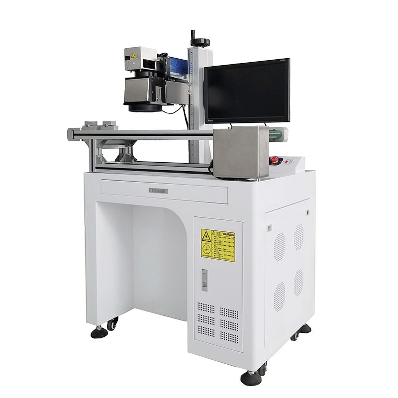 30W CCD Vision Positioning 50W Auto Focus Fiber 100W Laser Marking Machine on Assembly Production Line Conveyor Belt