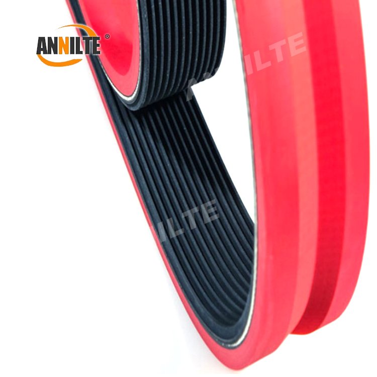 Annilte Manufacturer Industrial Red Rubber Traction Belt with Special Groove