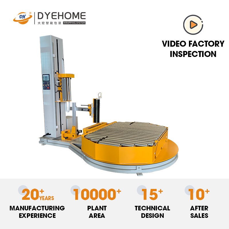 Automatic Pallet Wrapping Machine Online Pallet Stretch Wrapping Machine With Roller Conveyor Auto Pallet Wrapping Machine