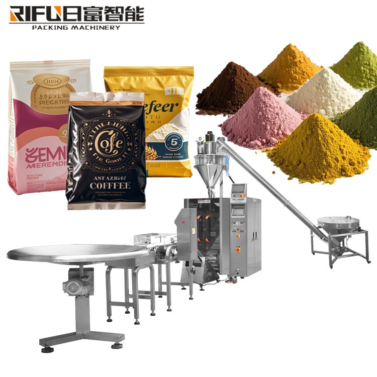 Automatic flour packing machine lapel-type powder packaging machine screw feeding weight metal detection pack production line