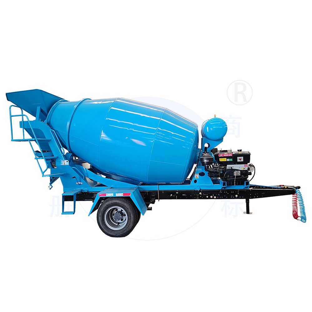 China 9 Cubic Concrete Tow Mixer Truck Drum Mobile Portable Trailer Small Cement Mixing Truck Drum Price with Wheels