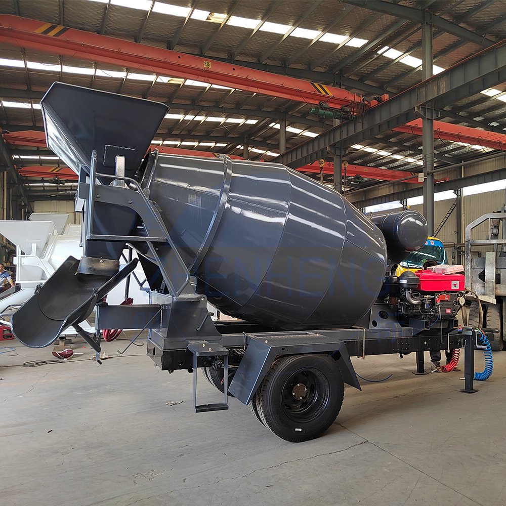 China 9 Cubic Concrete Tow Mixer Truck Drum Mobile Portable Trailer Small Cement Mixing Truck Drum Price with Wheels