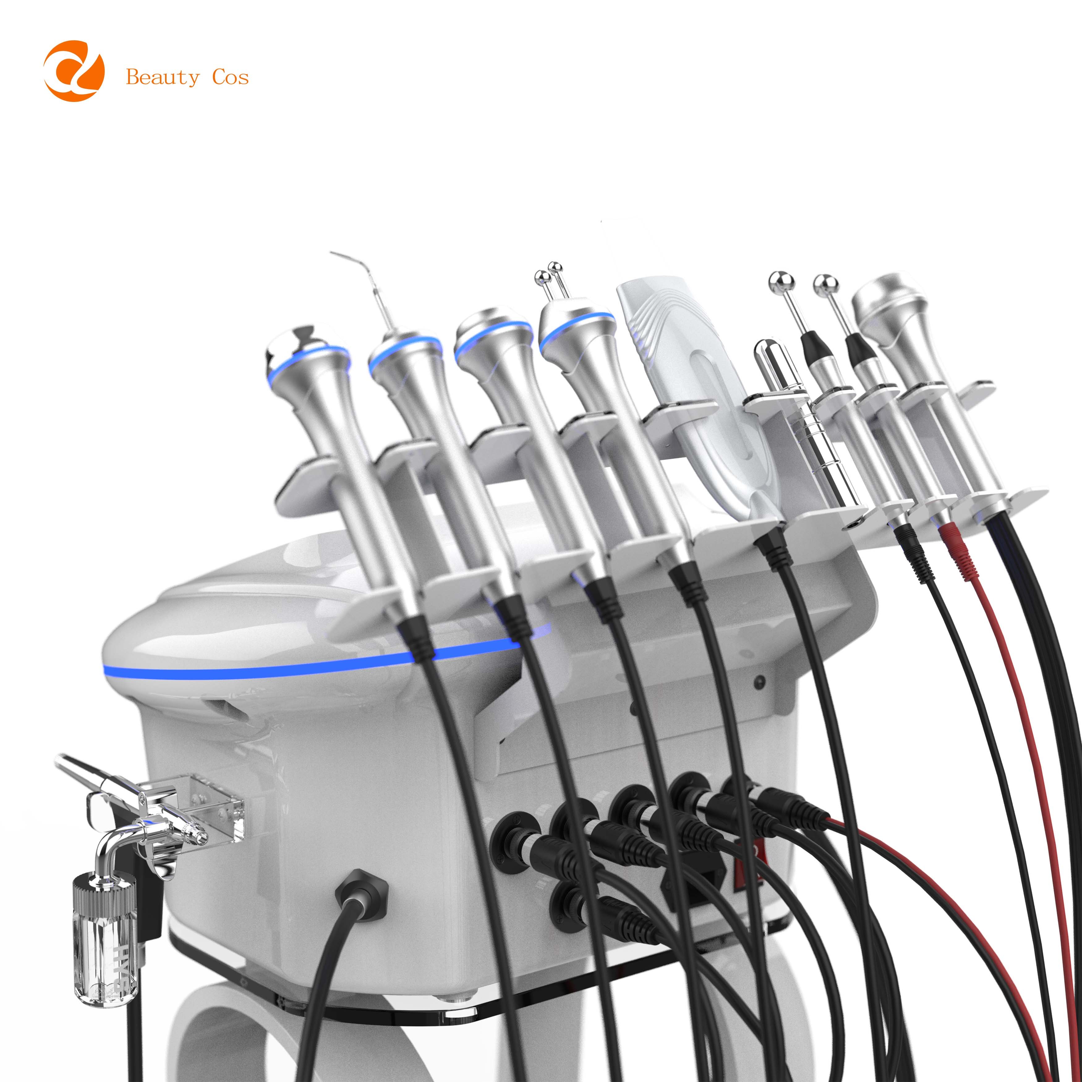High Quality 9 in 1 Custom Logo Jet Skin Lifting Wrinkle Removal Face Care Machine Targeted for Lips-US & ZA Plug Type