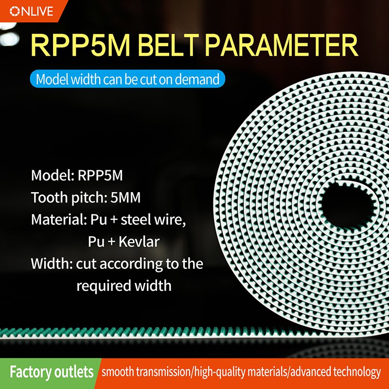 Factory Direct Sales Rpp5M Type Stable High Efficiency Low Noise Support Customization Polyurethane Timing Belt