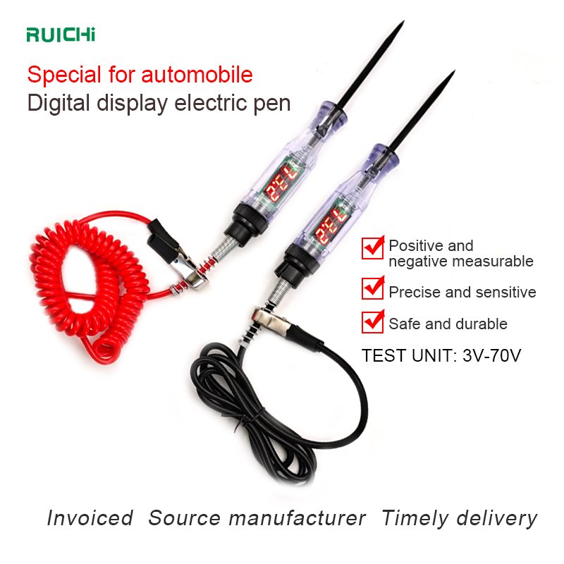 Premium Digital LED Automotive Circuit Tester DC 3V-70V with Portable PU Extended Spring Wire