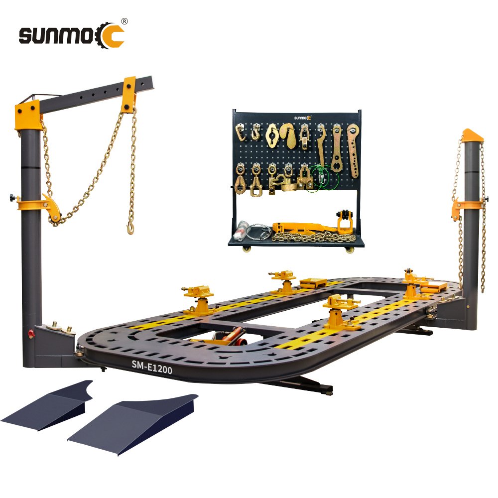 Sunmo Cheap 18 Feet Manganese Steel Auto Rack Pulling Chassis Straightener Car Body Repair Bench O Liner Frame Machine Equipment