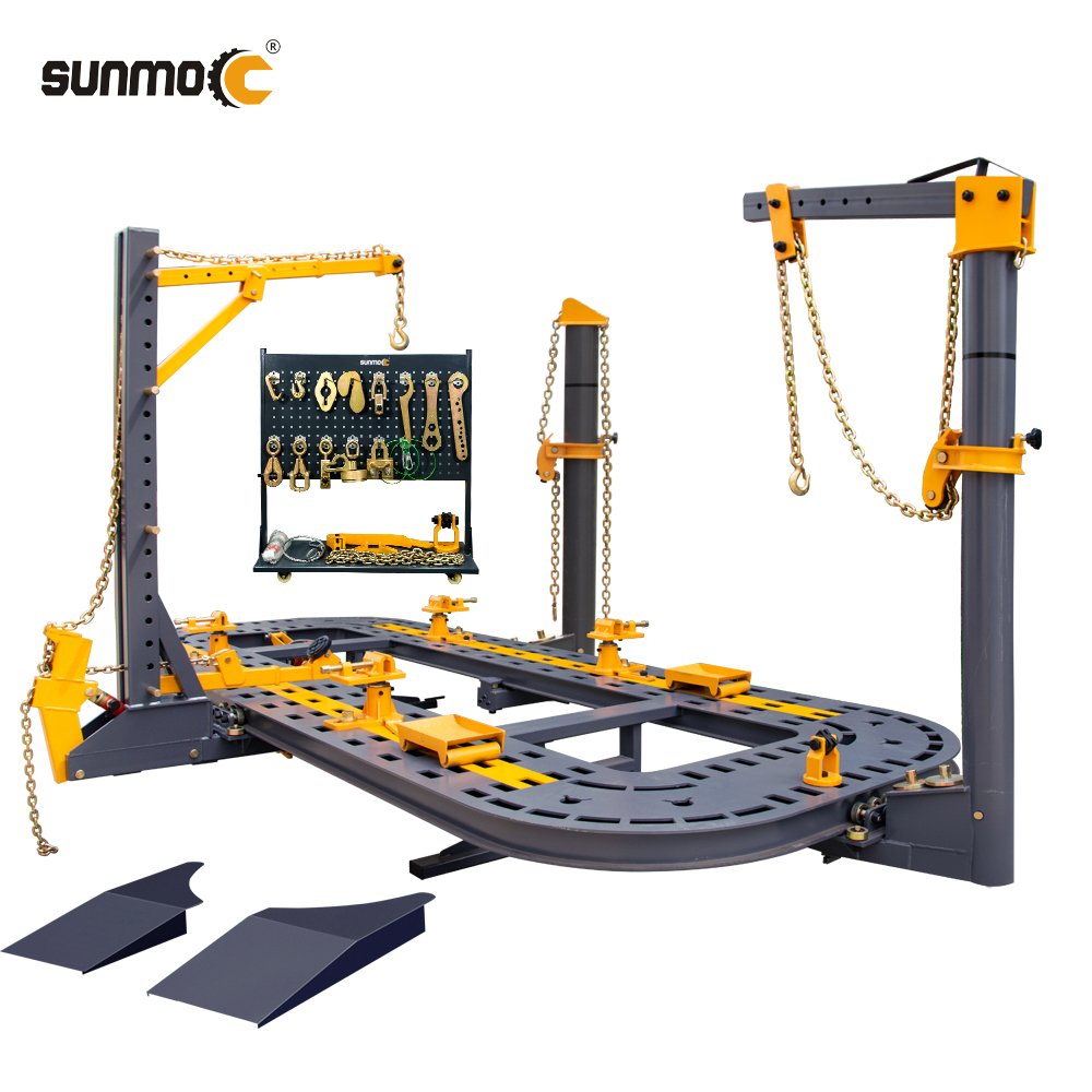 Sunmo Cheap 18 Feet Manganese Steel Auto Rack Pulling Chassis Straightener Car Body Repair Bench O Liner Frame Machine Equipment