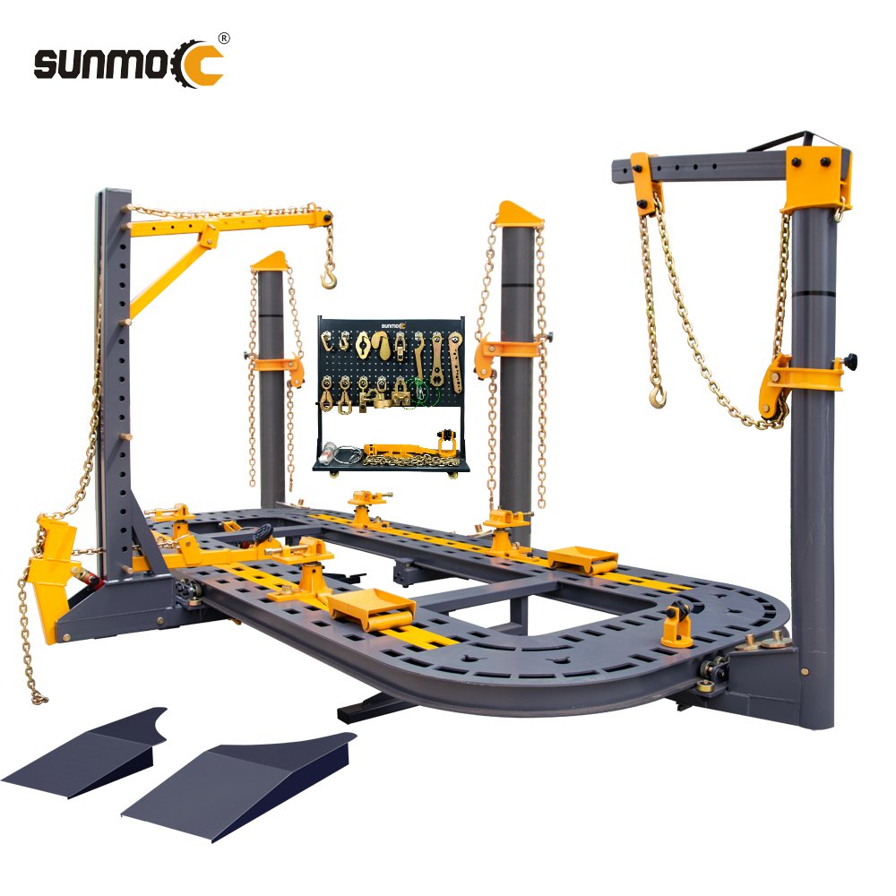 Sunmo Cheap 18 Feet Manganese Steel Auto Rack Pulling Chassis Straightener Car Body Repair Bench O Liner Frame Machine Equipment