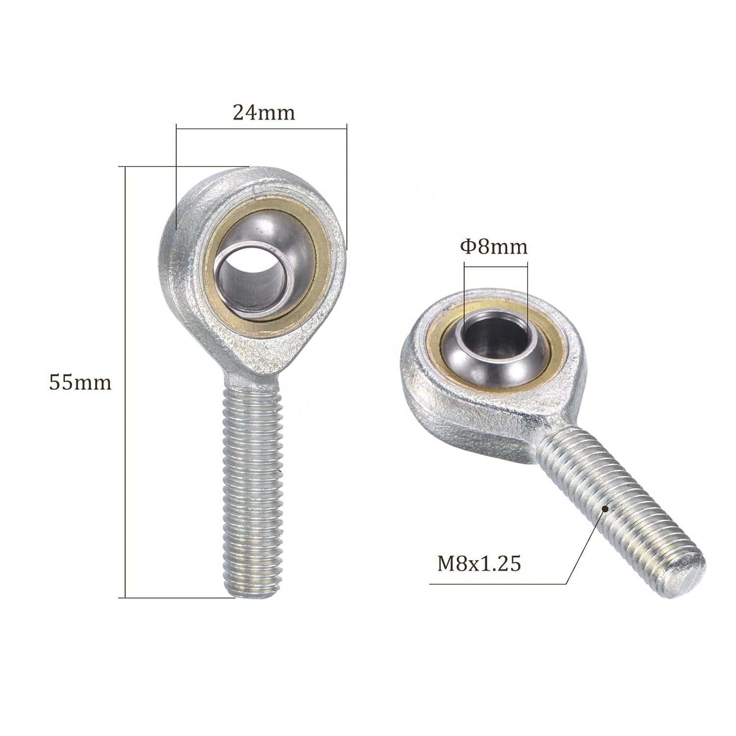 SA8TK POSA8 Spherical Rod End Bearing 8mm Bore Self-Lubricated Joint Bearing Thread Rod Ends Bearings Male Thread Connector