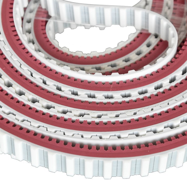 Red APL rubber pattern coating T10 white PU steel cord timing belt for packaging industry