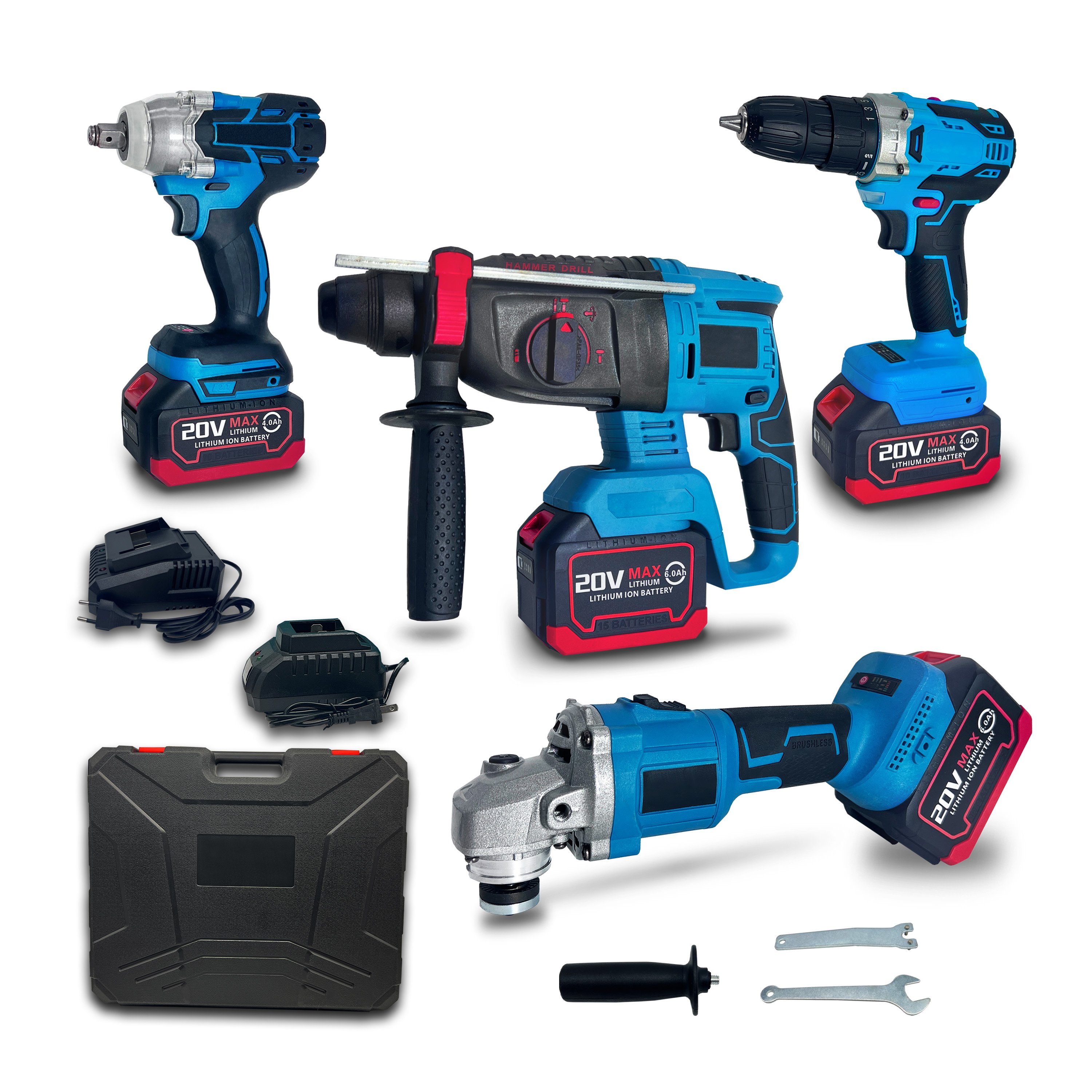 Lithium electric tool set customize cordless drill spanner tool set electric hammer electric riveting gun