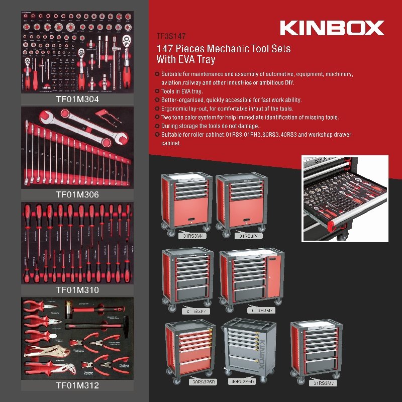 DO-Ningbo Kinbox 147 PCS EVA Tray Germany Kraft Tools Sets For Home Use