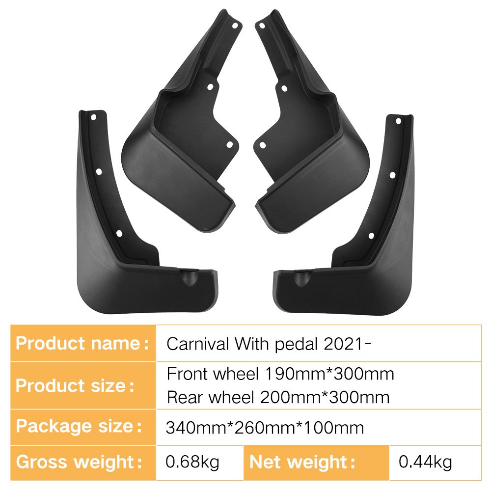 High Quality Plastic Car Mudguard Mudflaps Splash Guards Compatible for Kia Carnival With Pedal 2021 2022 2023 2024