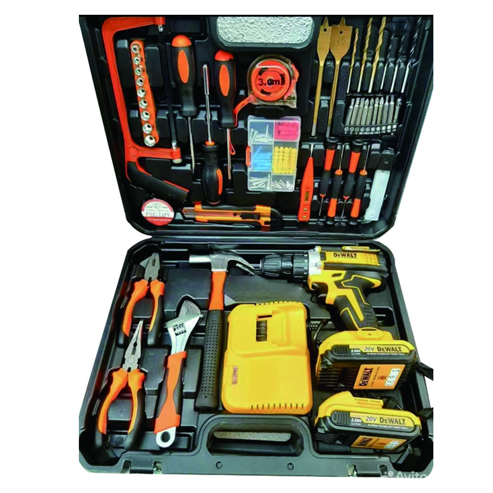 21v 118pcs accessories plastic box with drill cordless drill power tool combo rechargeable battery electric hand drills sets