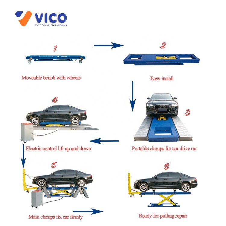 Vico Hot Sale Auto Body Frame Machine Chassis Liner Vehicle Lift Car Chassis Straightening Repair Bench #VF7100 Factory Outlet