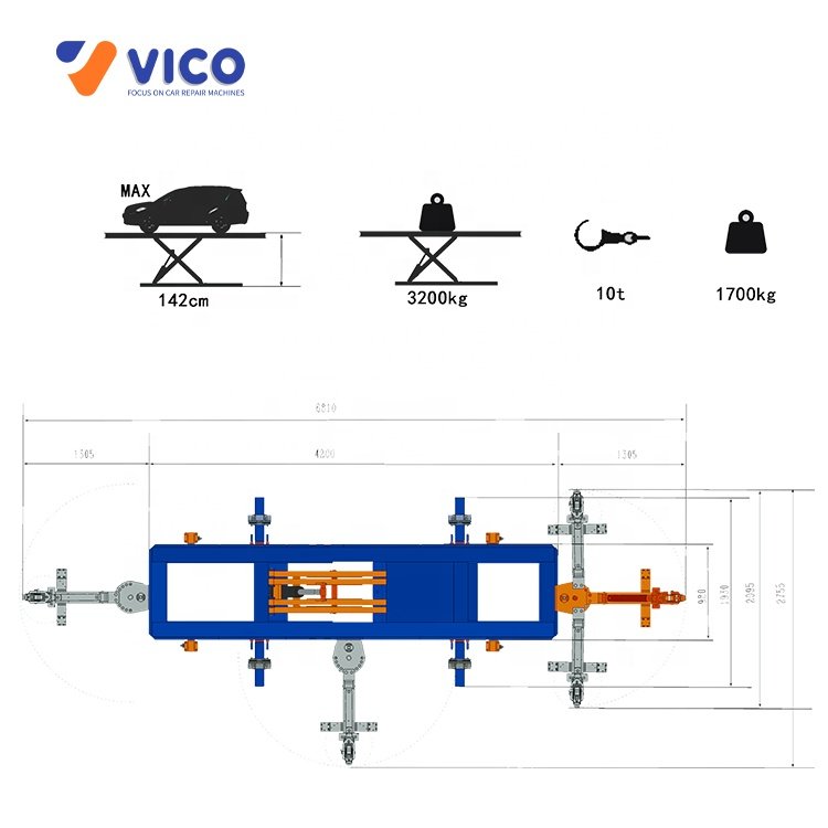 Vico Hot Sale Auto Body Frame Machine Chassis Liner Vehicle Lift Car Chassis Straightening Repair Bench #VF7100 Factory Outlet