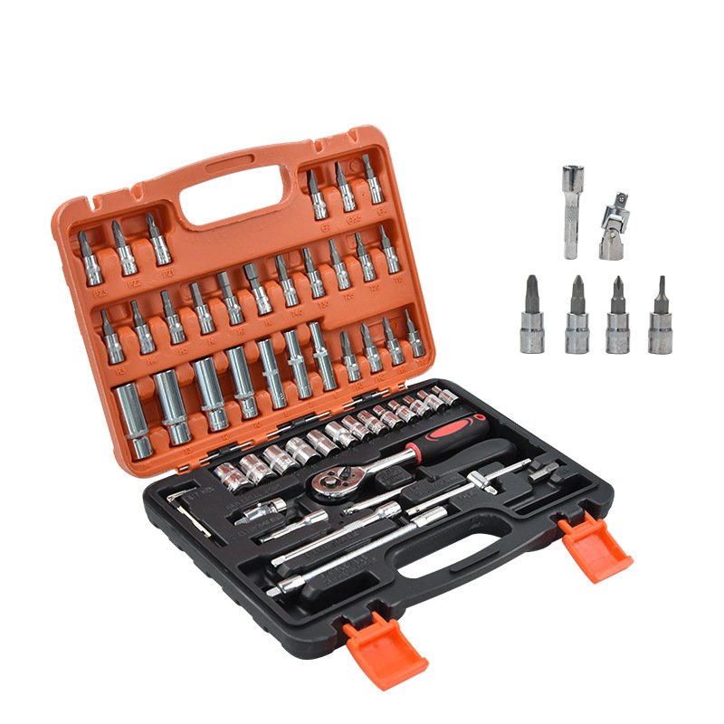 53 pcs socket kit small box car mechanical tool set combination wrench hand tool set car repair socket wrench spanner sets