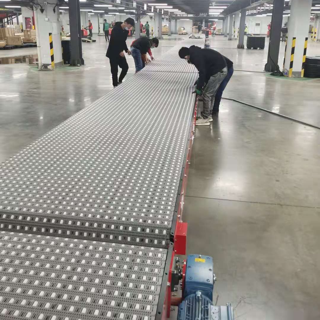 Modular Belt Conveyor with plastic rollers for tire industry transporting and sorting system