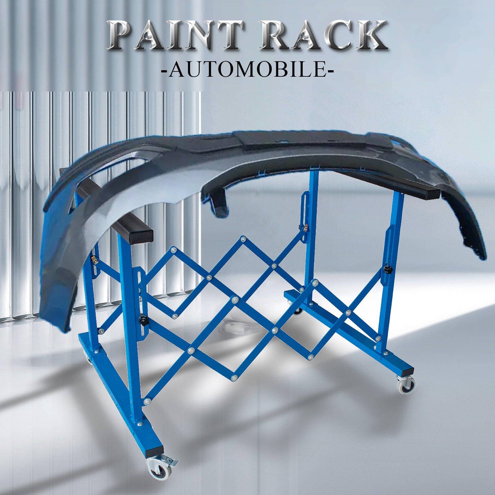 Multi-functional Auto Body Repair Stand: Adjustable Bumper Paint Rack for Smooth Engine Sheet Movement, Mobile Automotive Tools
