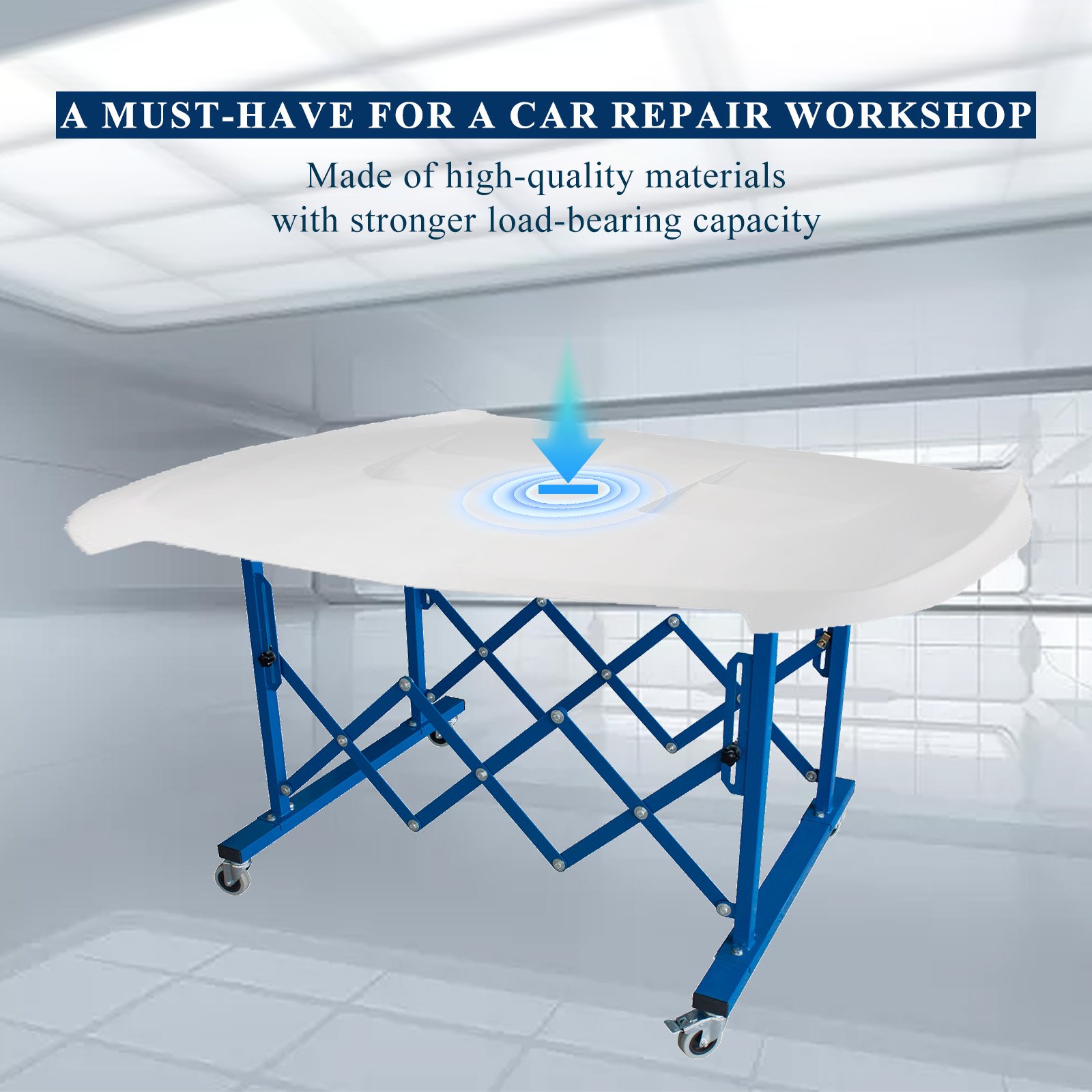Multi-functional Auto Body Repair Stand: Adjustable Bumper Paint Rack for Smooth Engine Sheet Movement, Mobile Automotive Tools