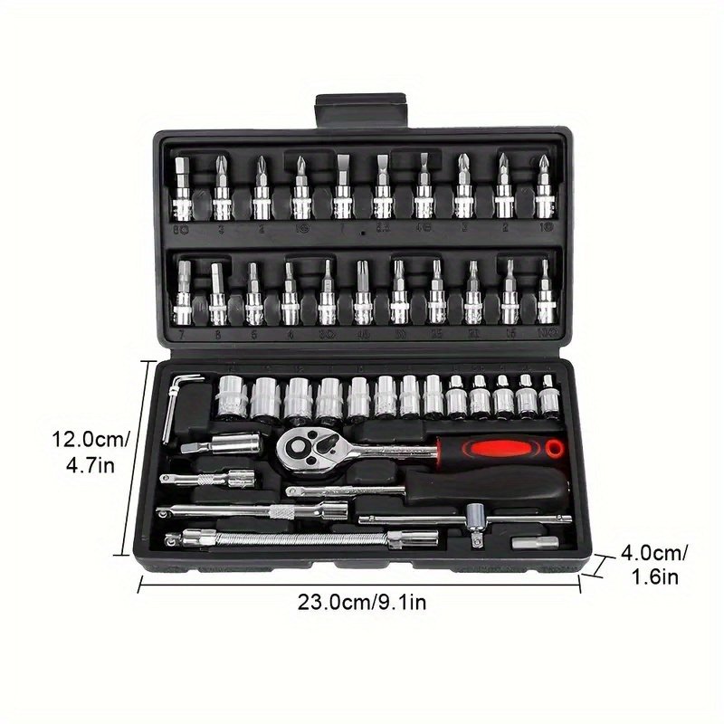 46pcs Set Auto Repair Tools Customizable Automotive Maintenance Repairing Tool Accessories Combination Hard Case Hand OEM 1 Set
