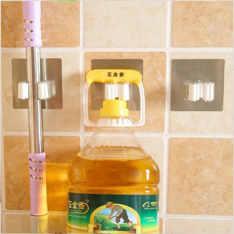 Wall Mop Holder Hook Bathroom Kitchen Organizer Broom Hanger Storage Rack Mounted Accessory Hanging Rails Cleaning Tools Supply