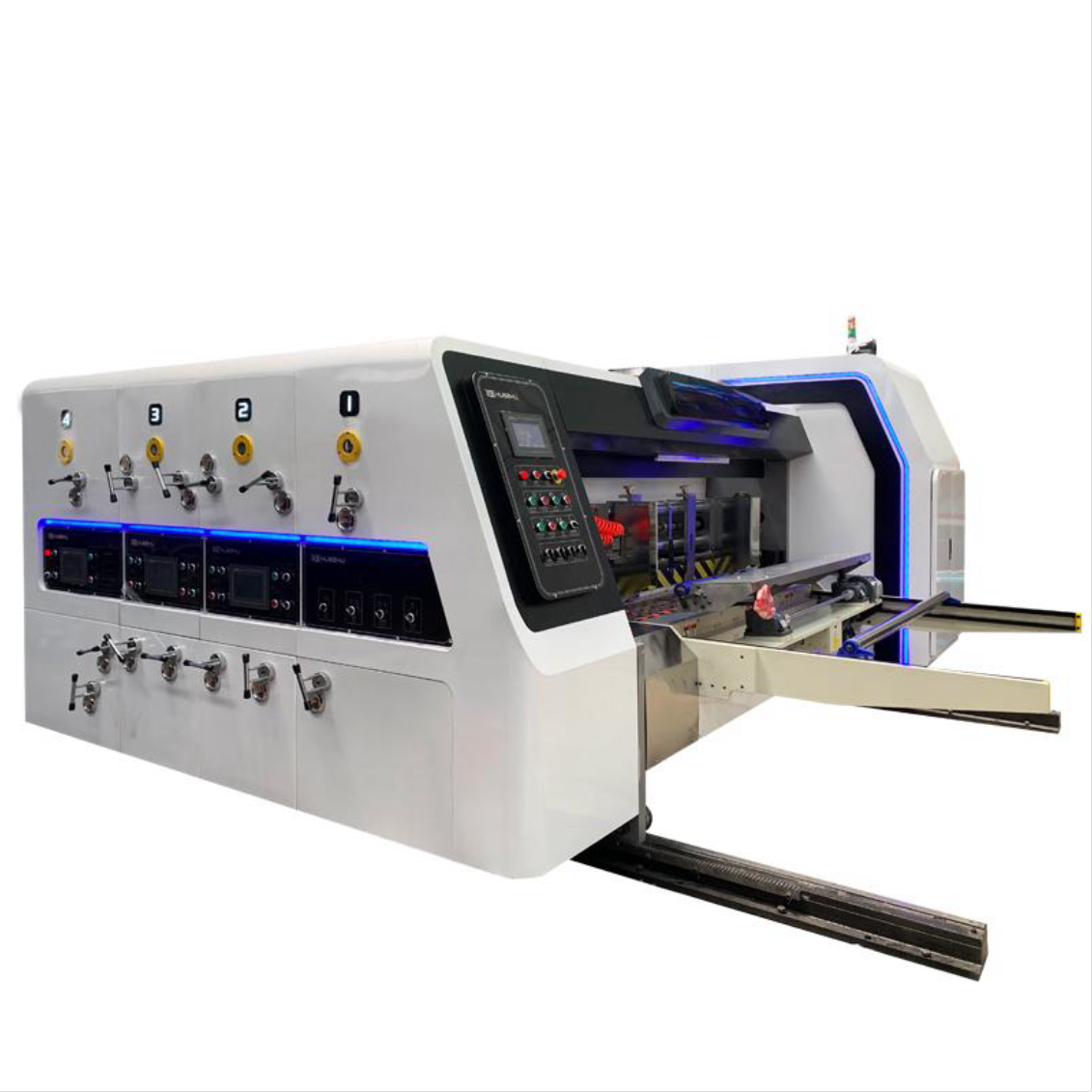 Auto Feeding Paper Three Color Printing Machine With Slotter and Die Cutter for Manufacturing Plants New or Used Condition