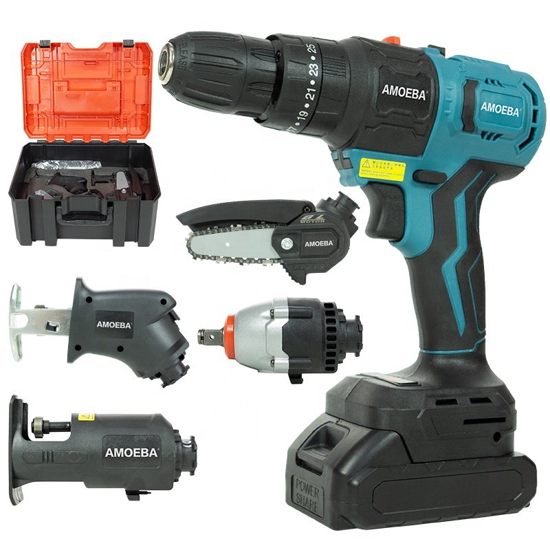 Excellent Perform Power Tools Combo Kit Cordless Lithium Power Tool Set Multifunction Li-Ion Battery Power Tool Set