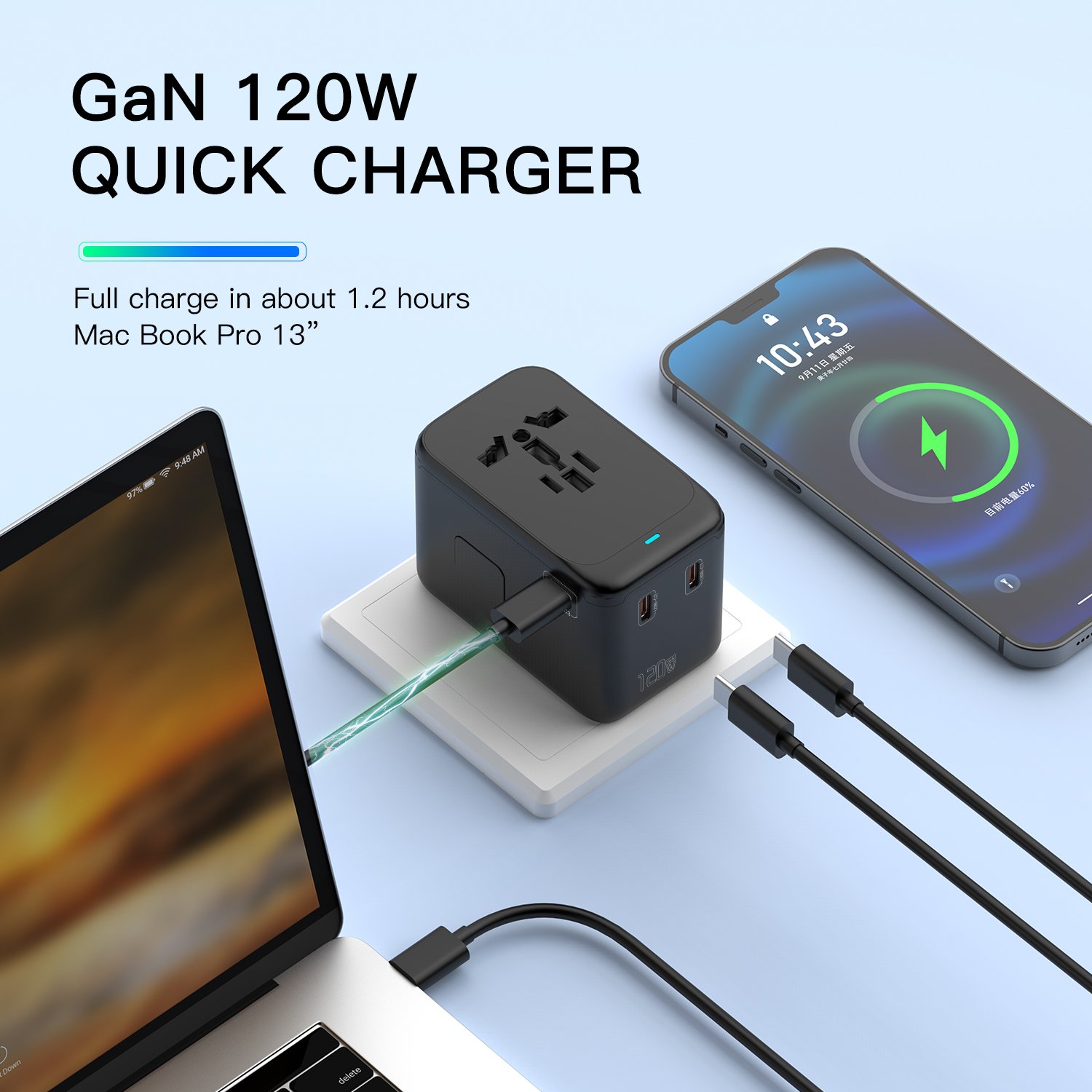 OULIYO Mobile Phones USB fast charging Super Fast Charging International Universal travel adapter world plug universal