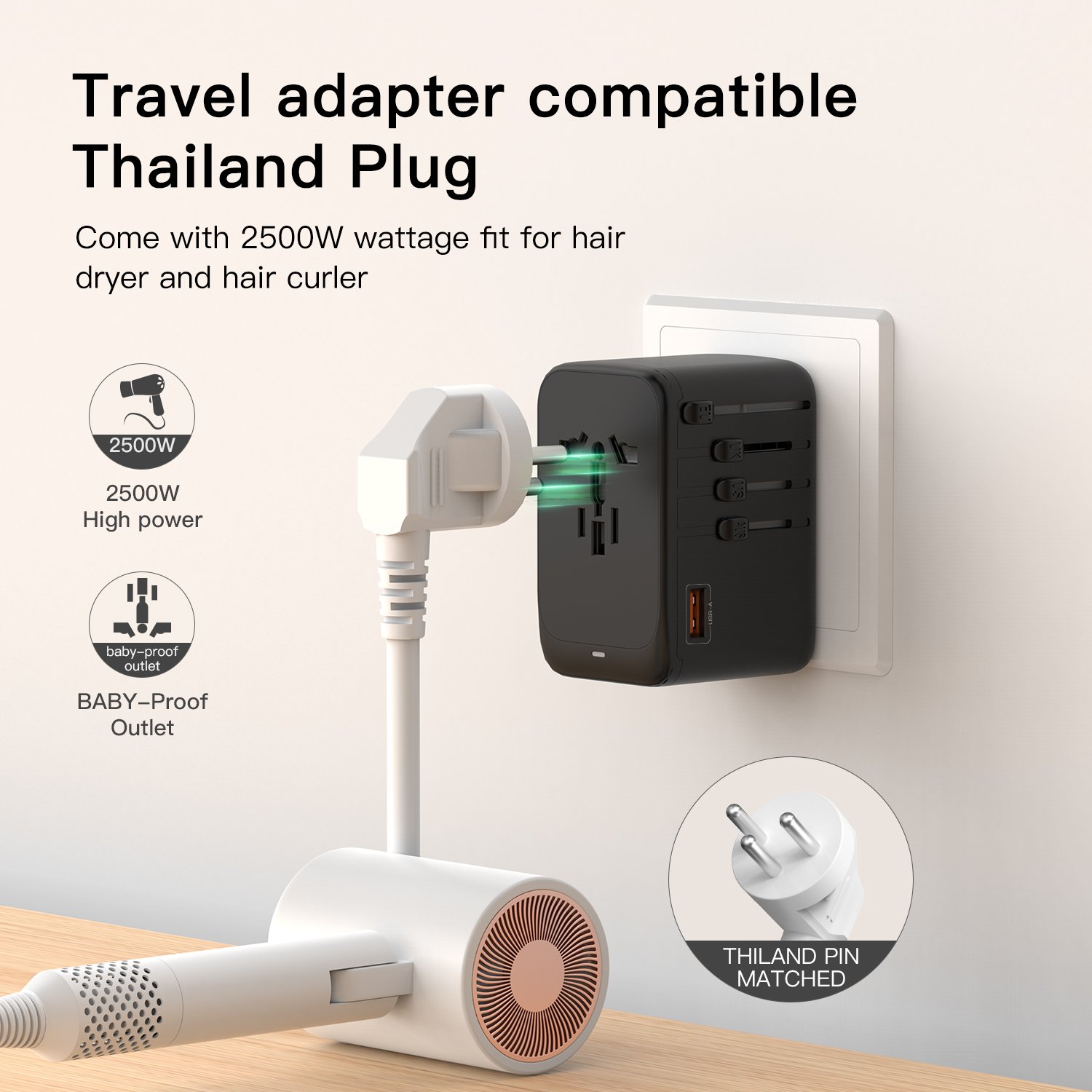 OULIYO Mobile Phones USB fast charging Super Fast Charging International Universal travel adapter world plug universal