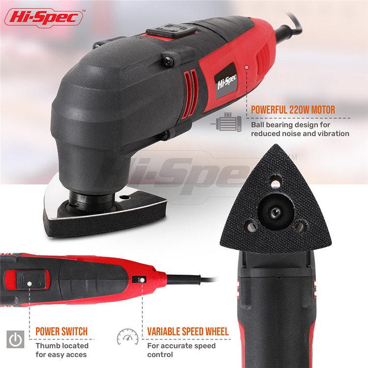 37pc 220W Power Corded Oscillating Multi Tool with Saw Blade and Sanding Paper Accessories Set for Home and Garage DIY