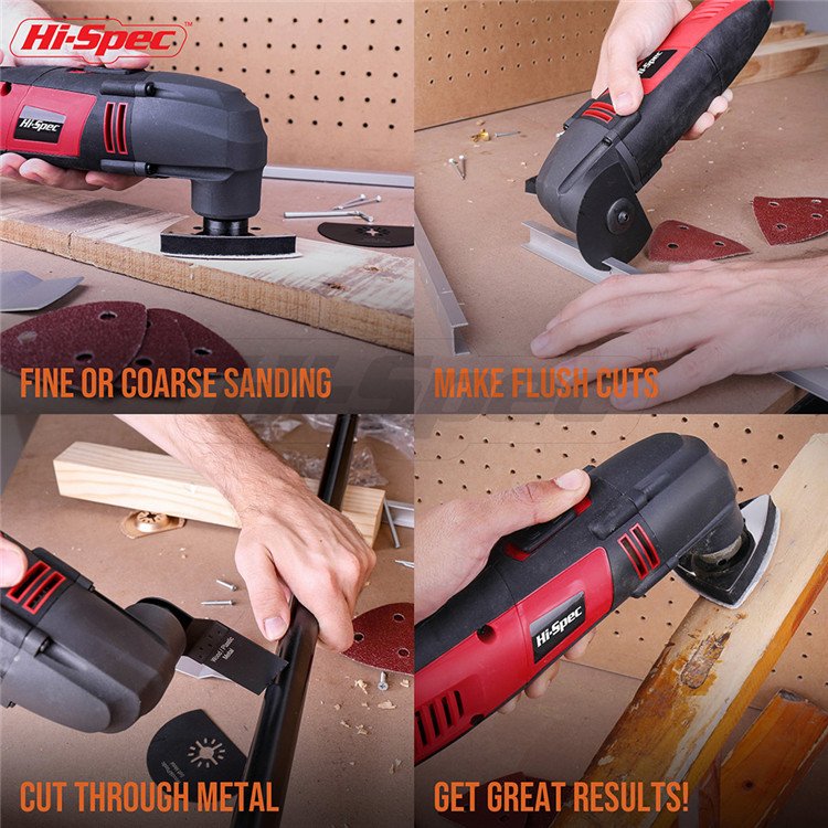 37pc 220W Power Corded Oscillating Multi Tool with Saw Blade and Sanding Paper Accessories Set for Home and Garage DIY