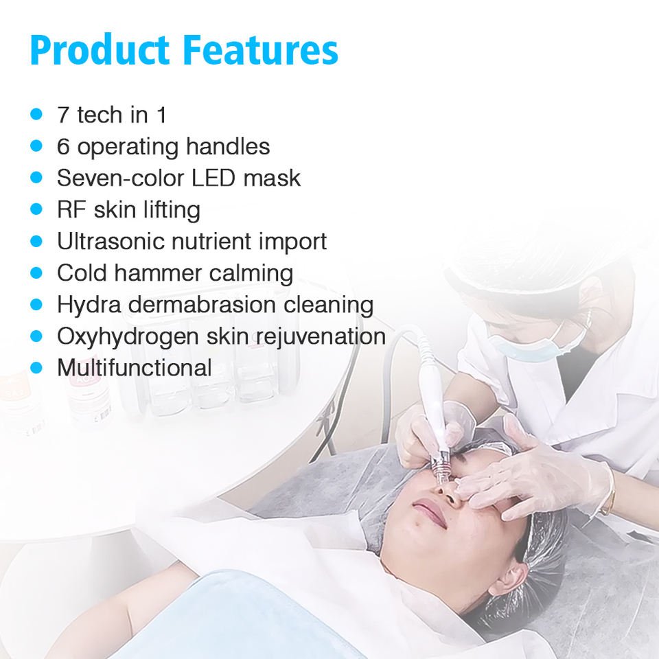 Hot Sale 7 En 1 Microdermabrasion Facial Machine Diamond Dermabrasion 6 in 1 H2O2 Water Facial Machine
