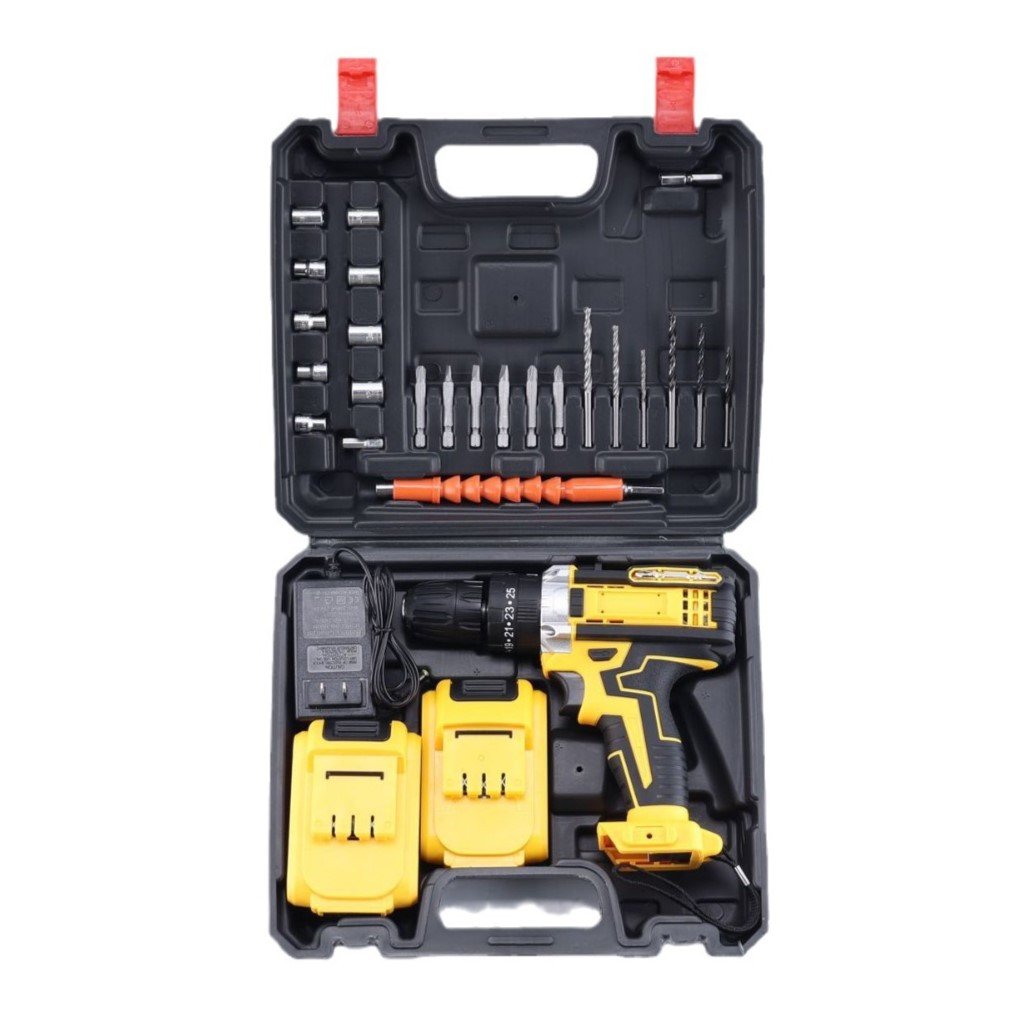 21V lithium battery rechargeable drill 3-function impact drill New power tool hand drill set lithium screwdriver set
