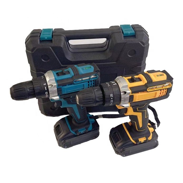 21V lithium battery rechargeable drill 3-function impact drill New power tool hand drill set lithium screwdriver set