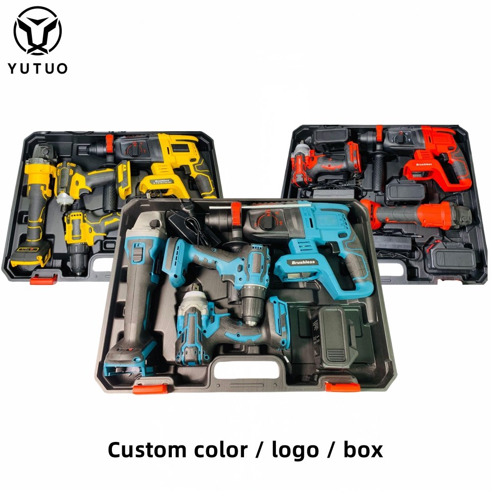 Popular Choosing Cordless Tool Combo Set 4pcs in 1 Impact Wrench Angle grinder Hammer Drill Power Tool Set Combo Kit