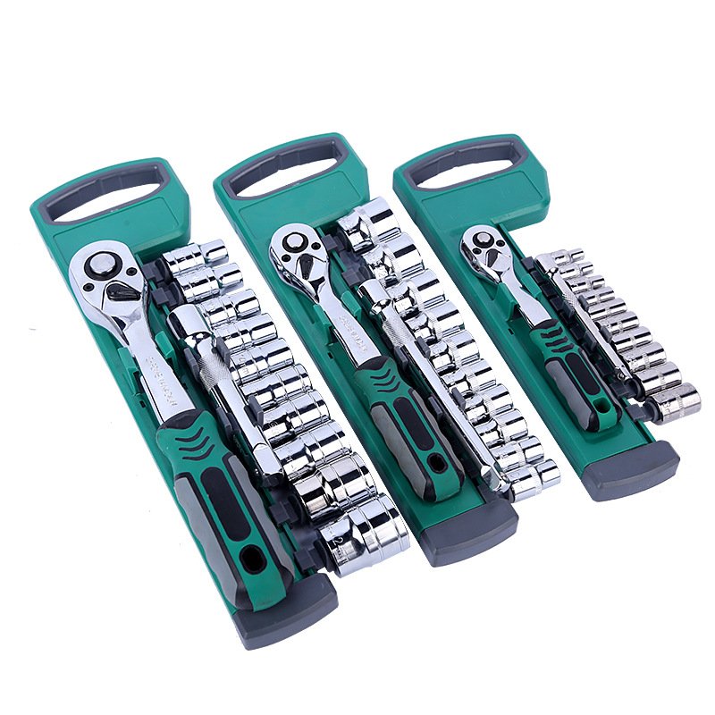1/4" 3/8" 1/2" mechanic ratchet wrench socket combination tool set hand tool kits for cars, motorcycles and bicycles repair