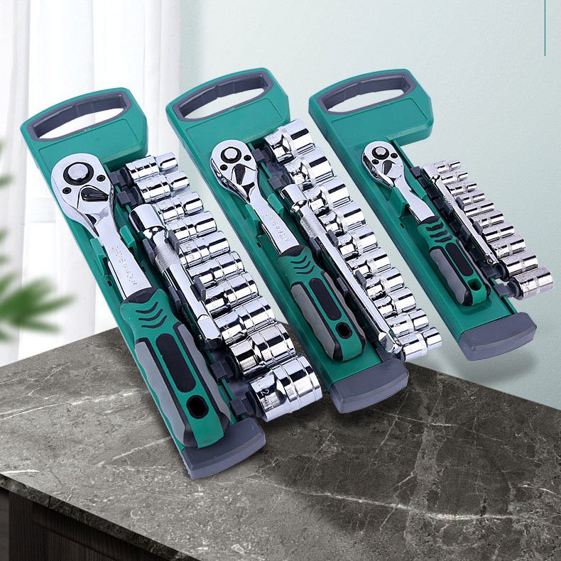 1/4" 3/8" 1/2" mechanic ratchet wrench socket combination tool set hand tool kits for cars, motorcycles and bicycles repair