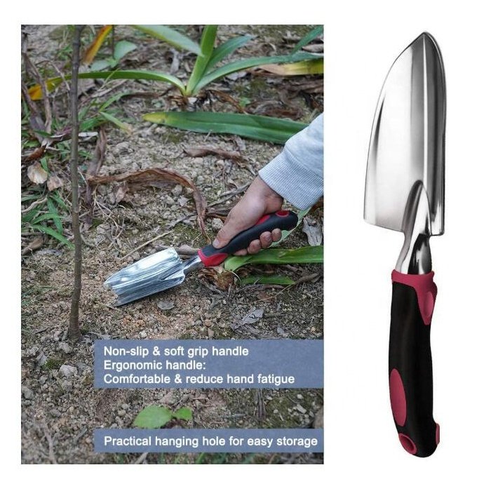 7pcs garden tool set with bag Ergonomic Gardening Hand Tool Set, Includes Trowel, Transplanter, Weeder, and Cultivator
