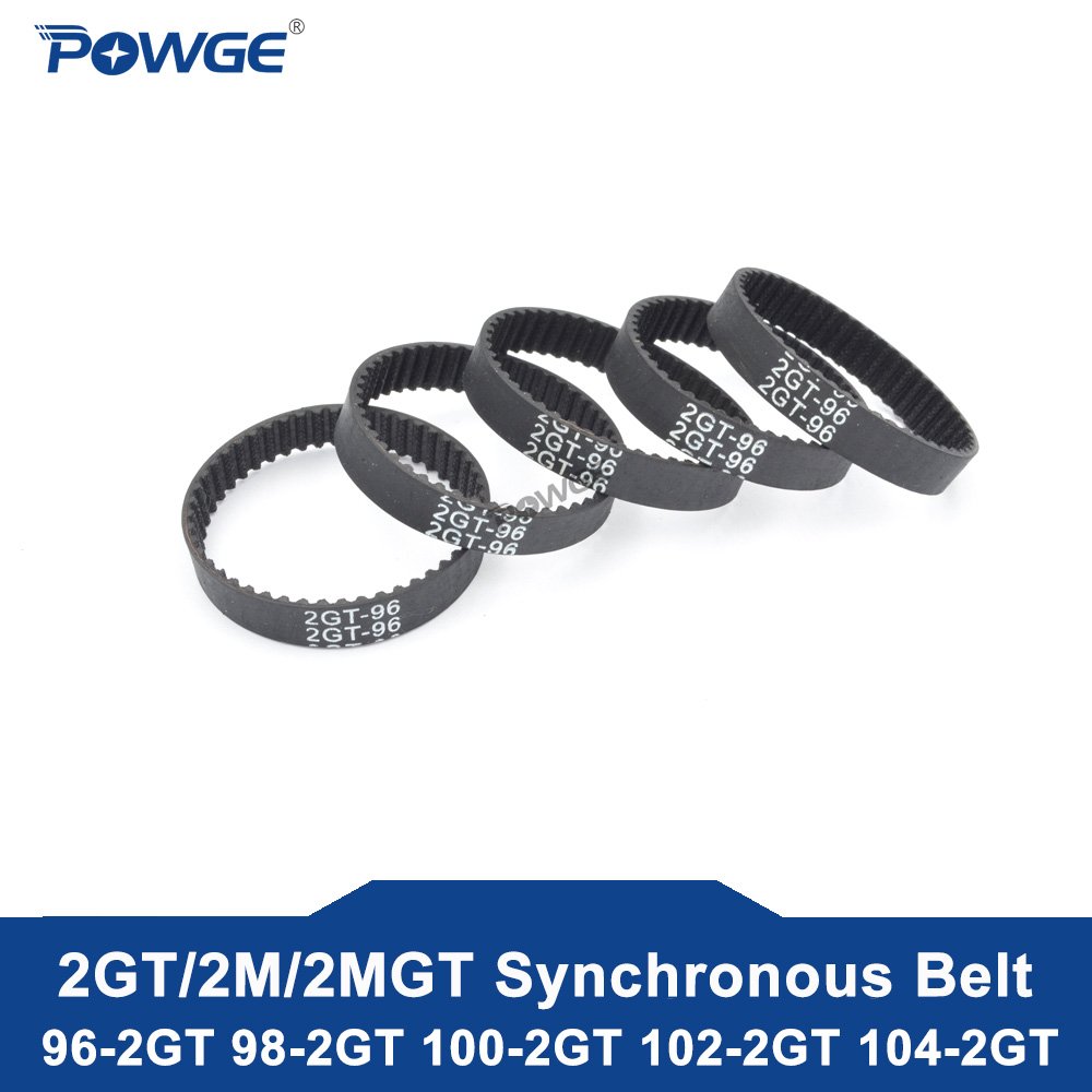 POWGE 2MGT 2M 2GT Synchronous Timing Belt Pitch Length 96/98/100/102/104/106/108/110/112/114/116/118/120mm Width 6mm Closed Loop