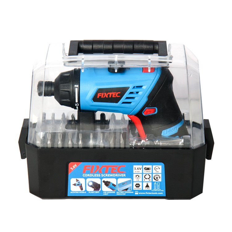 FIXTEC Power Tools Drill 3.6V Screw Driver Cordless Screwdriver Electric with 50pcs Screwdriver Bits Accessories