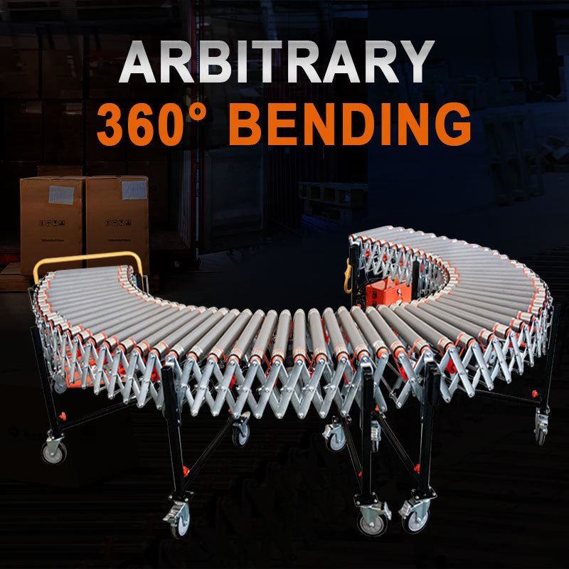 Durable Expandable Telescopic Roller Conveyor System Powered Poly-V Belt Chain Conveyor Industry Boxes Bags Logistics Express